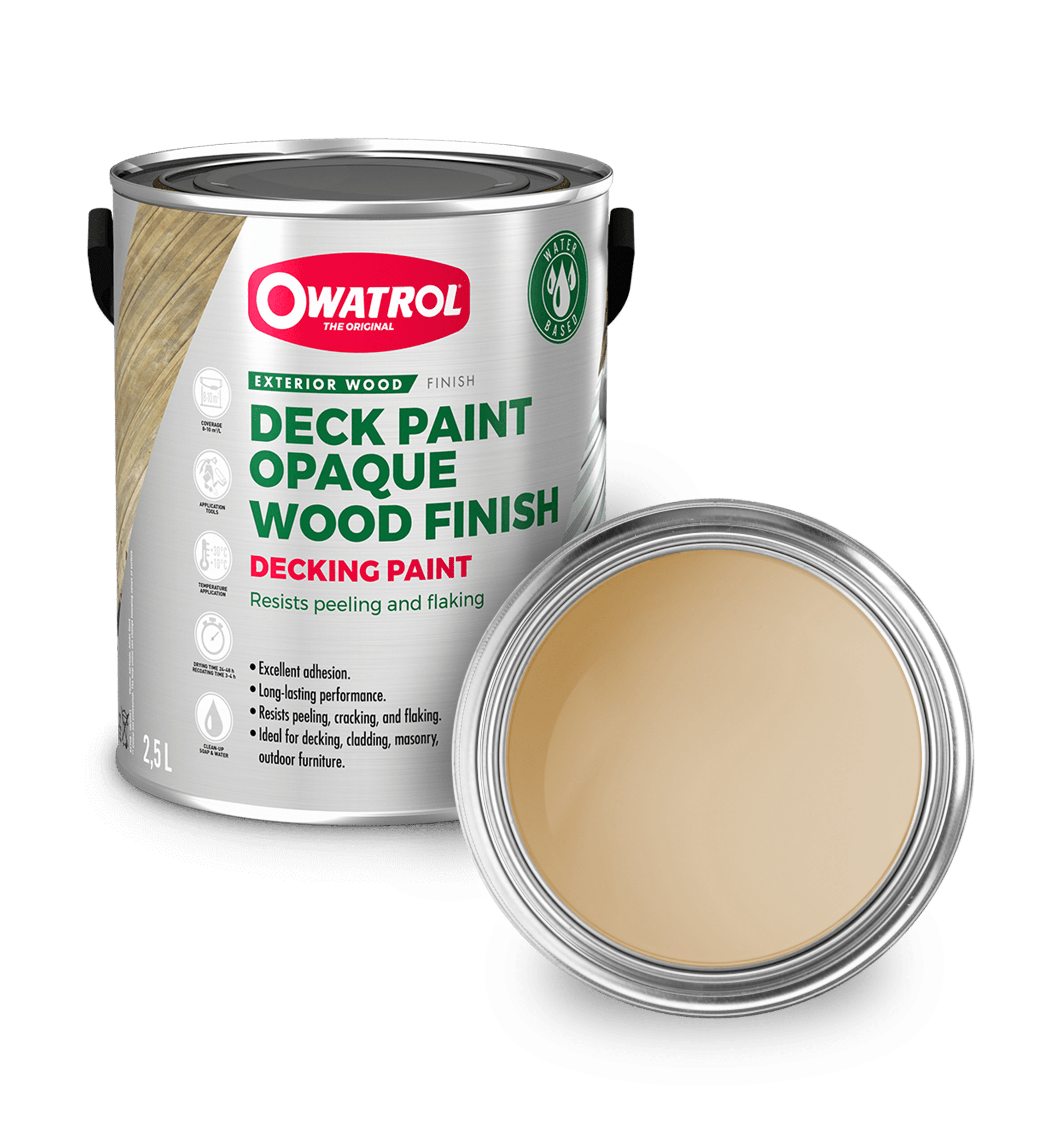 Sand Dollar Decking Paint swatch with tin