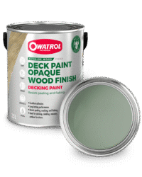 Sea Foam Green Decking Paint swatch with tin