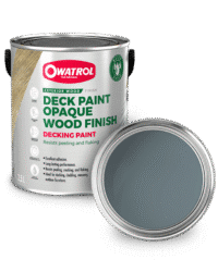 Shale Decking Paint swatch with tin