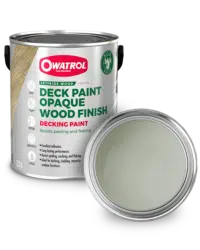 Traditional Grey Decking Paint swatch with tin