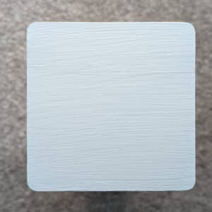Winter Sky Decking Paint swatch - applied to new pine wood in natural lighting.