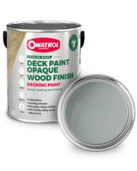 Winter Sky Decking Paint swatch with tin