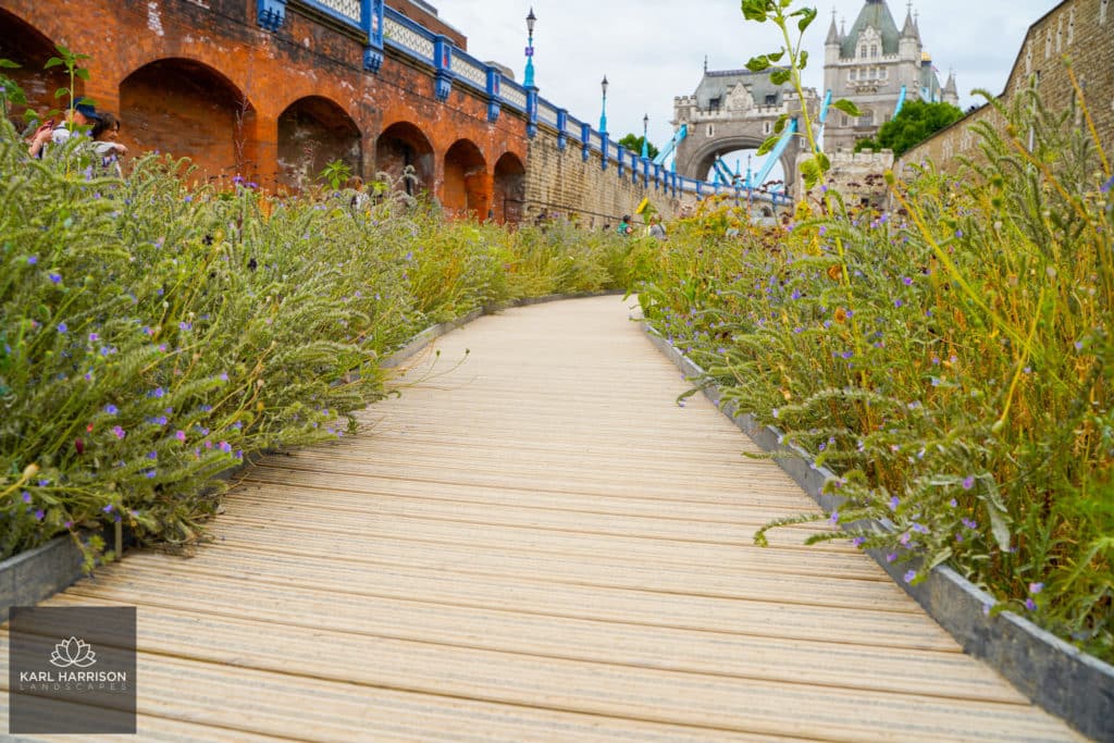 Low angled close up of the London Superbloom deck. Image credit to Karl Harrison Landscapes.