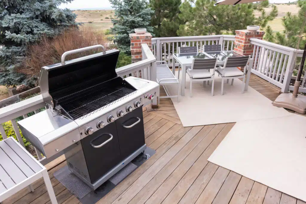 BBQ on deck with protective heat mat