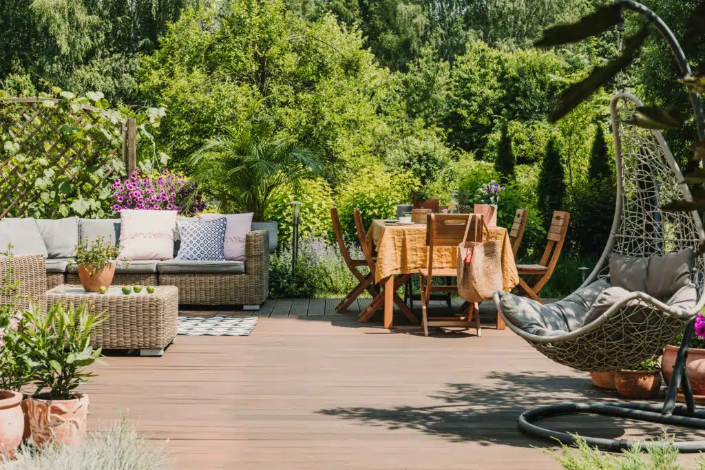 Garden deck with furniture