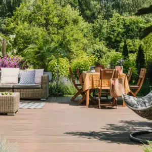 Garden deck with furniture