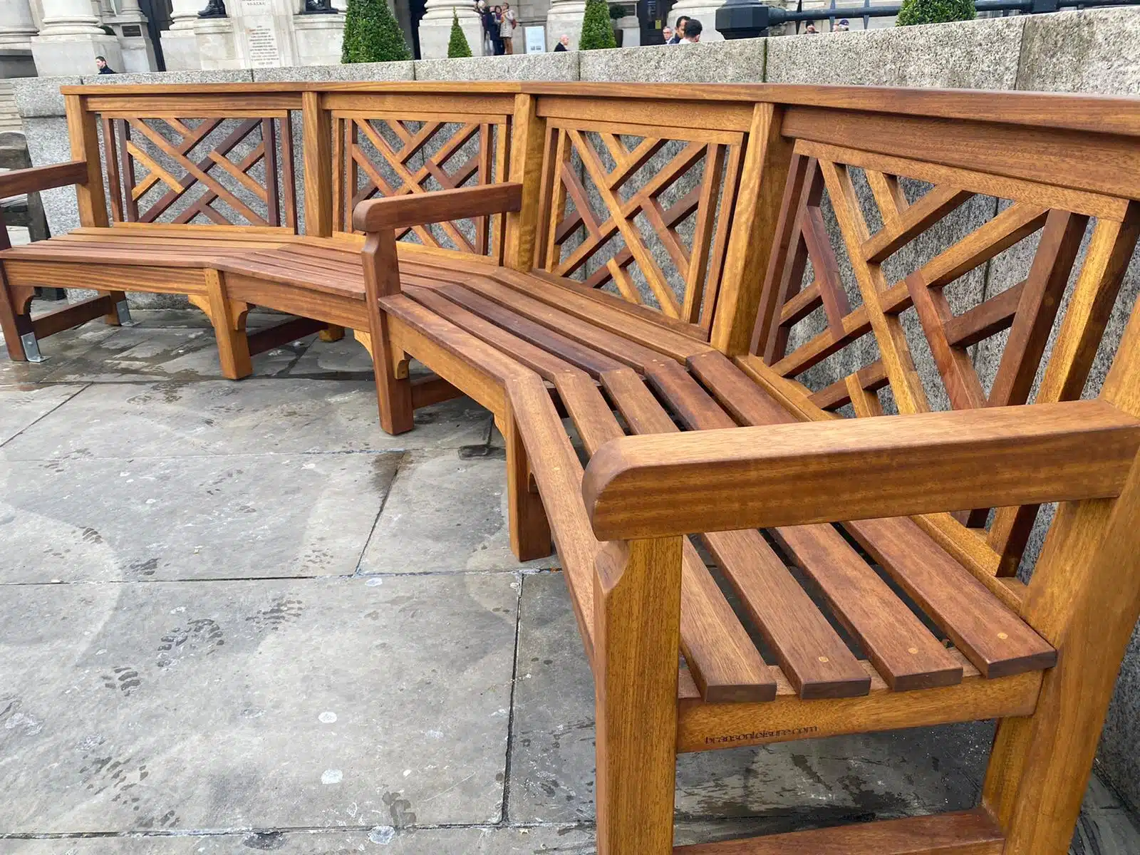 Close up of Owatrol Textrol HES used by Branson Lesiure on benches in London