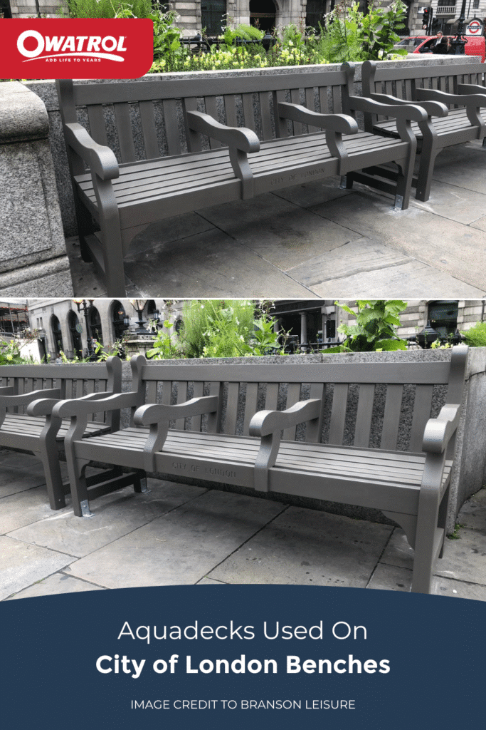 Aquadecks used on city of London benches by Branson Leisure - Pinterest