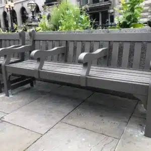 Westminster 1.95m seats installed outside London Bank, The Royal Exchange. Finished with Aquadecks in Graphite Grey