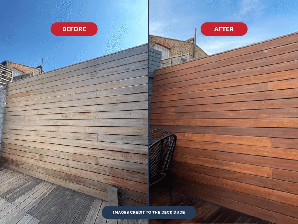 Before & After Textrol on cladding and deck by The Deck Dude