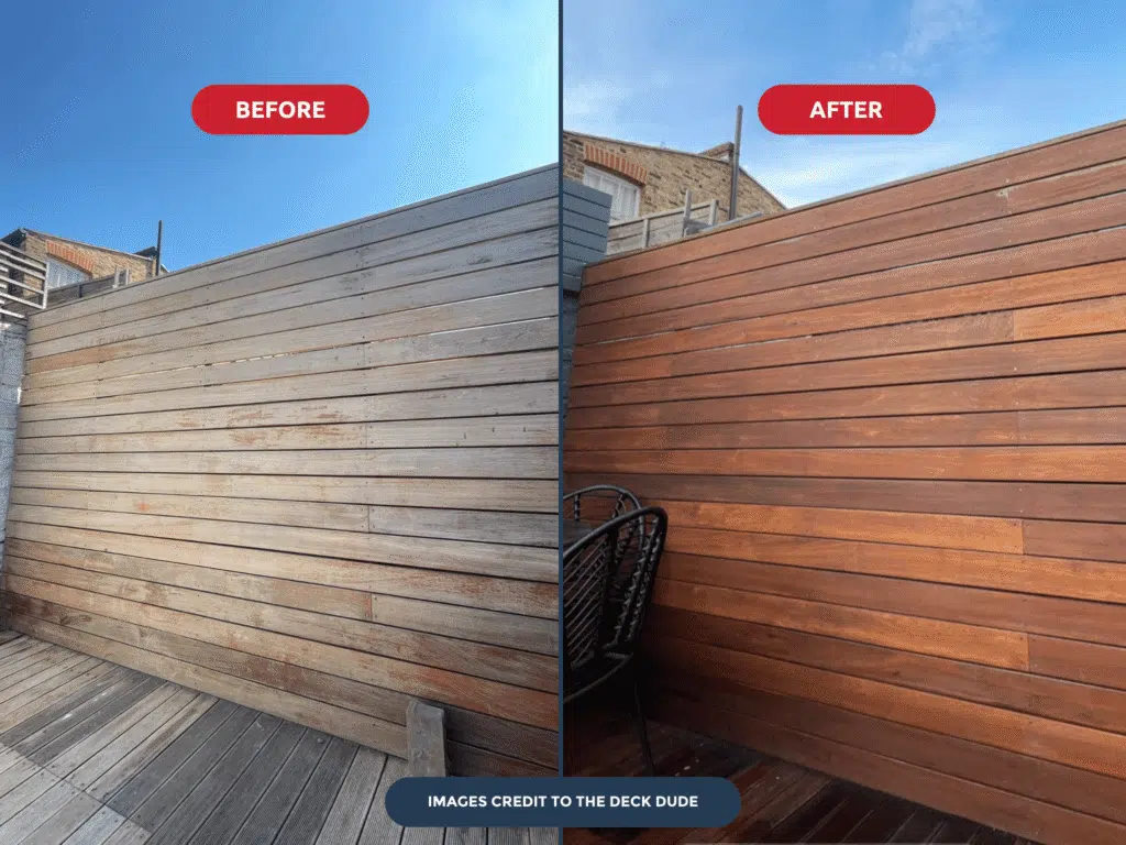 Before & After Textrol on cladding and deck by The Deck Dude