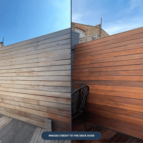 Before & After Textrol on cladding and deck by The Deck Dude