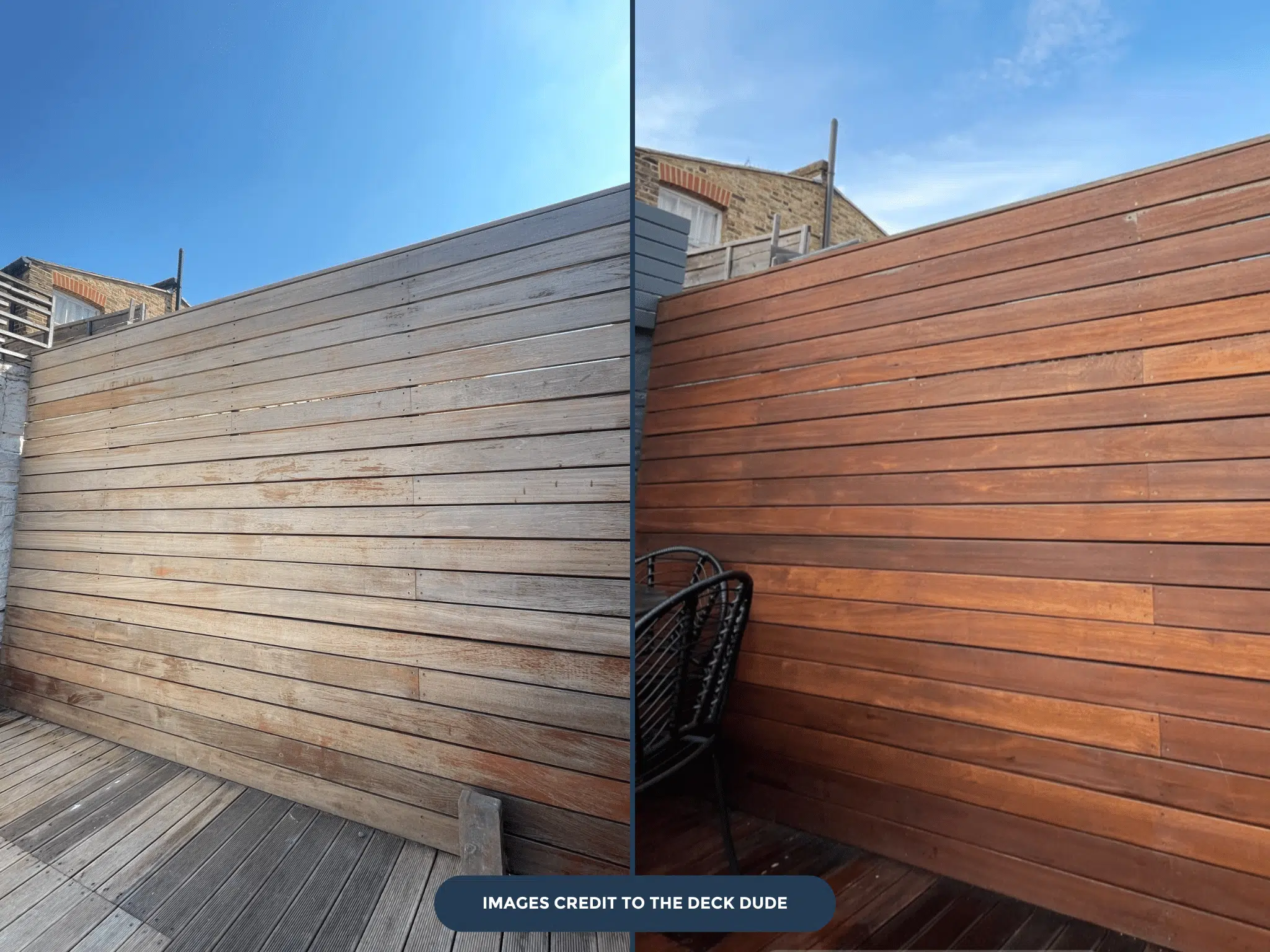 Before & After Textrol on cladding and deck by The Deck Dude