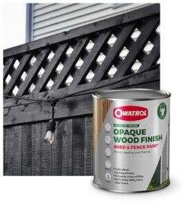 Black shed and fence paint with festoon light bulb