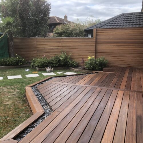 red balau deck after D1 Pro and cedar fence after Aquadecks - by Roger
