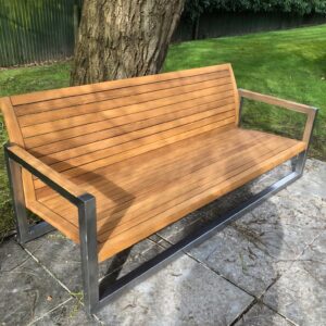 Teak bench restored by R&A using prepdeck, net-trol and aquadecks honey - after