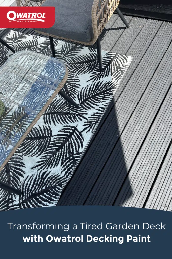 Transforming a Tired Garden Deck with Owatrol Decking Paint - Pinterest pin
