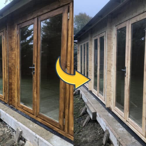 Spruce garden office with failed Osmo coating by R&A Pressure Washing Services header