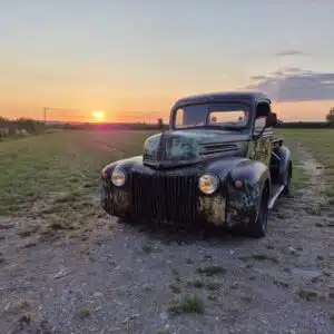 1947 Ford Jailbar finished with Owatrol Oil in a field by Dan Hutt
