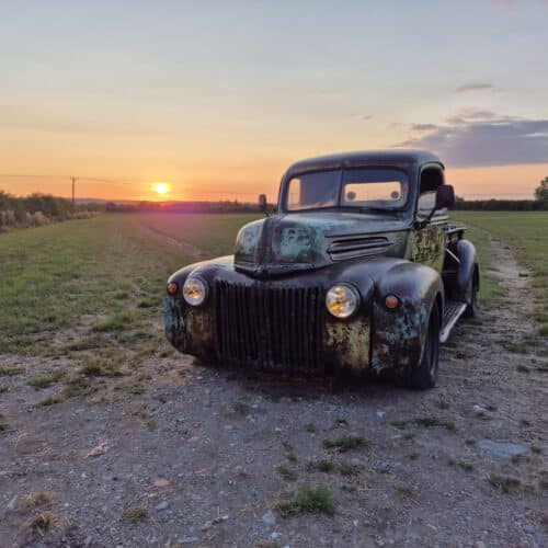 1947 Ford Jailbar finished with Owatrol Oil in a field by Dan Hutt