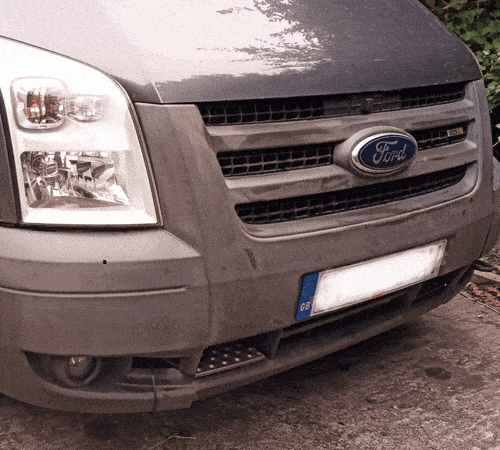 before & after polytrol on van bumpers